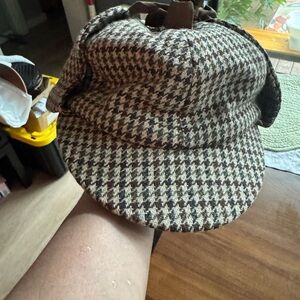Knaplander British Houndstooth Newsboy Cap - Brown & Cream